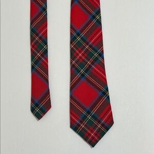 Stewart Royal tartan 100% wool Classic Red Plaid Tie. Made in Scotland.
